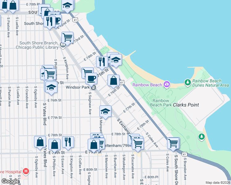 map of restaurants, bars, coffee shops, grocery stores, and more near in Chicago