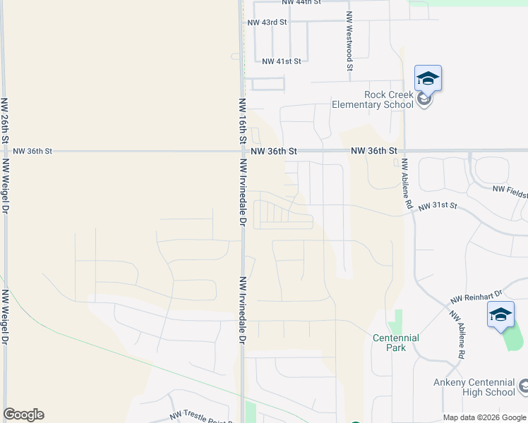 map of restaurants, bars, coffee shops, grocery stores, and more near 2827 Northwest 31st Street in Ankeny