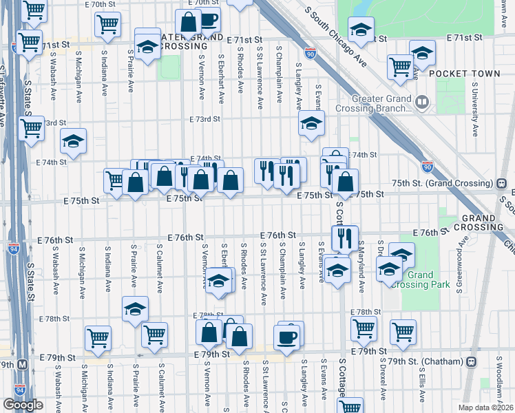 map of restaurants, bars, coffee shops, grocery stores, and more near in Chicago