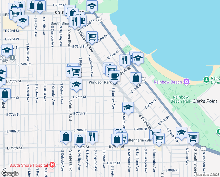 map of restaurants, bars, coffee shops, grocery stores, and more near in Chicago