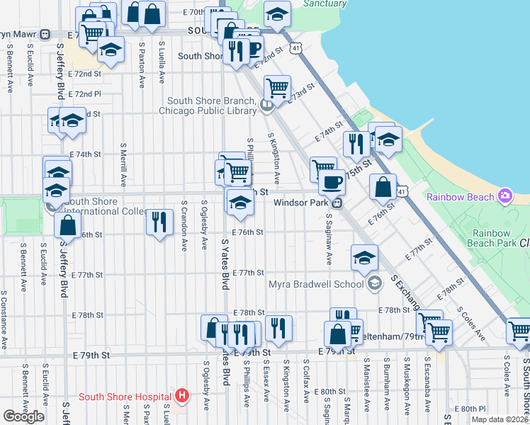 map of restaurants, bars, coffee shops, grocery stores, and more near in Chicago