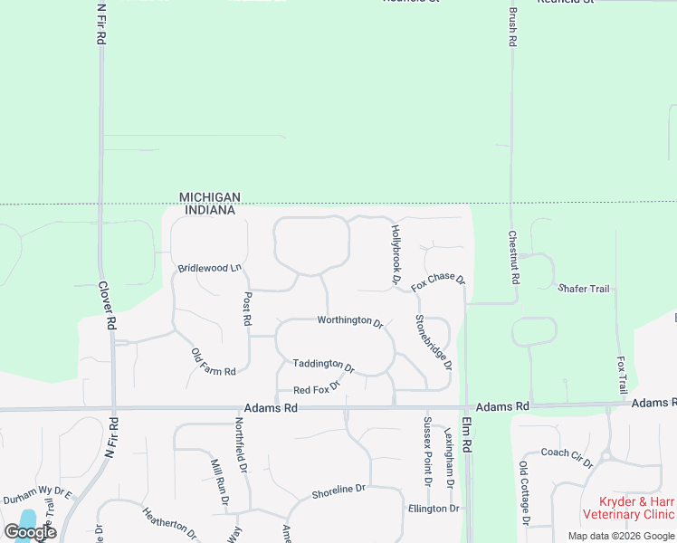 map of restaurants, bars, coffee shops, grocery stores, and more near 50501-50799 Brookhaven Drive in Granger