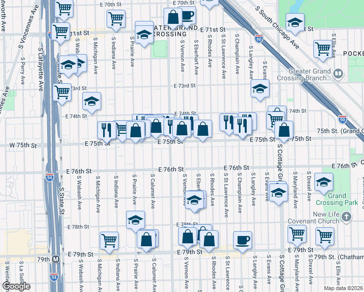 map of restaurants, bars, coffee shops, grocery stores, and more near in Chicago