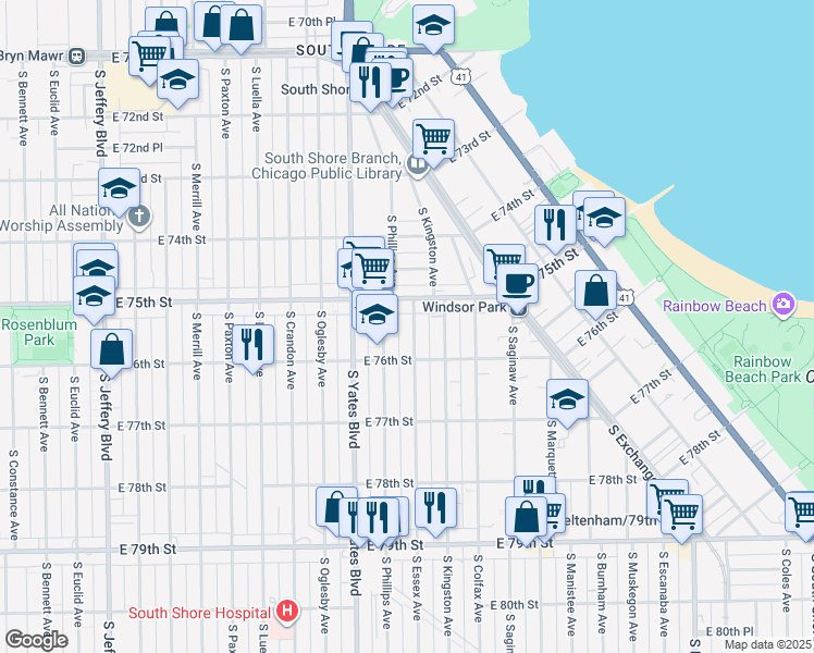 map of restaurants, bars, coffee shops, grocery stores, and more near in Chicago