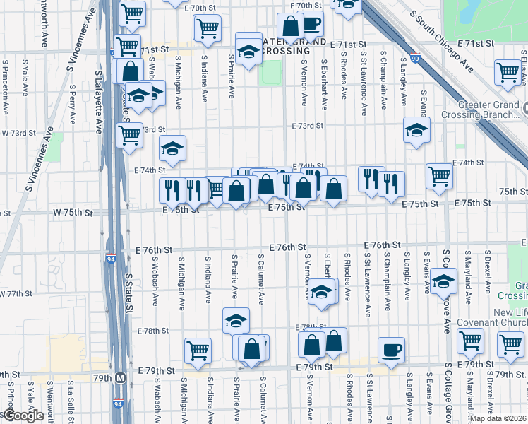 map of restaurants, bars, coffee shops, grocery stores, and more near in Chicago