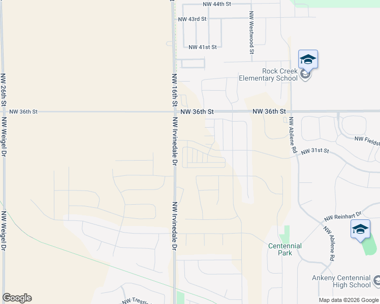 map of restaurants, bars, coffee shops, grocery stores, and more near 2827 Northwest 31st Street in Ankeny