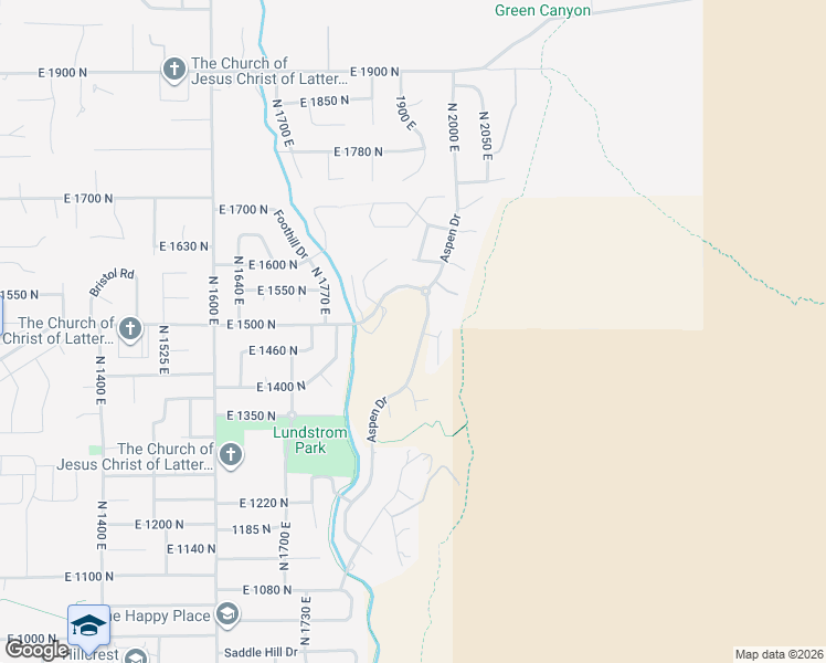 map of restaurants, bars, coffee shops, grocery stores, and more near 1475 Aspen Drive in Logan