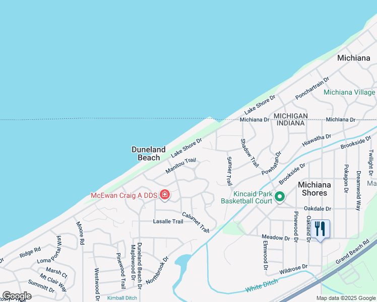 map of restaurants, bars, coffee shops, grocery stores, and more near 3501-3533 Lake Shore Dr in Michigan City