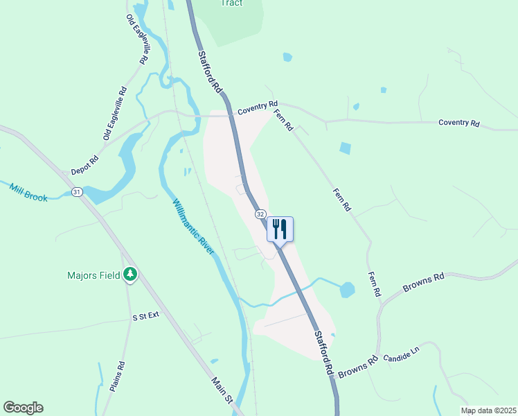 map of restaurants, bars, coffee shops, grocery stores, and more near 486 Stafford Road in Mansfield