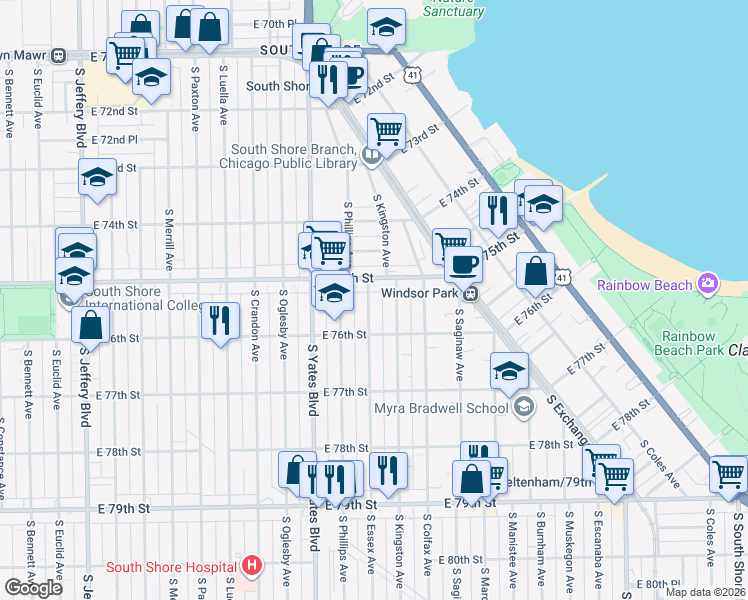 map of restaurants, bars, coffee shops, grocery stores, and more near in Chicago