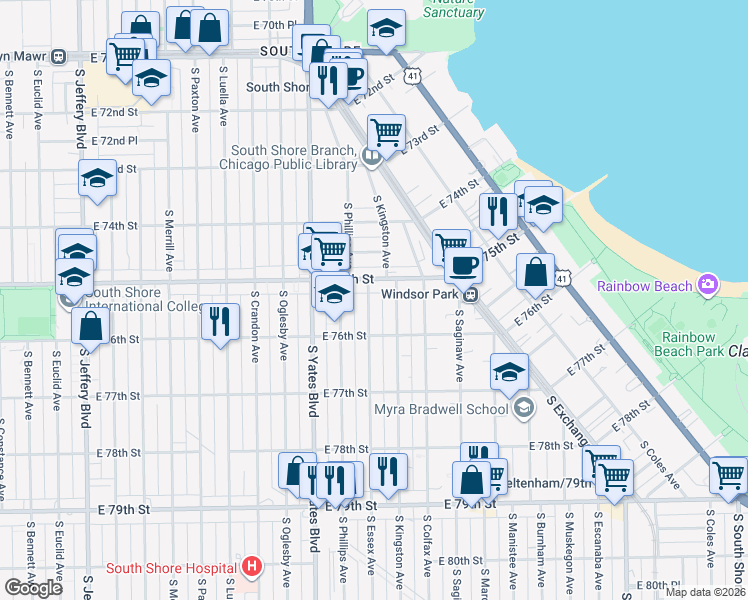 map of restaurants, bars, coffee shops, grocery stores, and more near in Chicago
