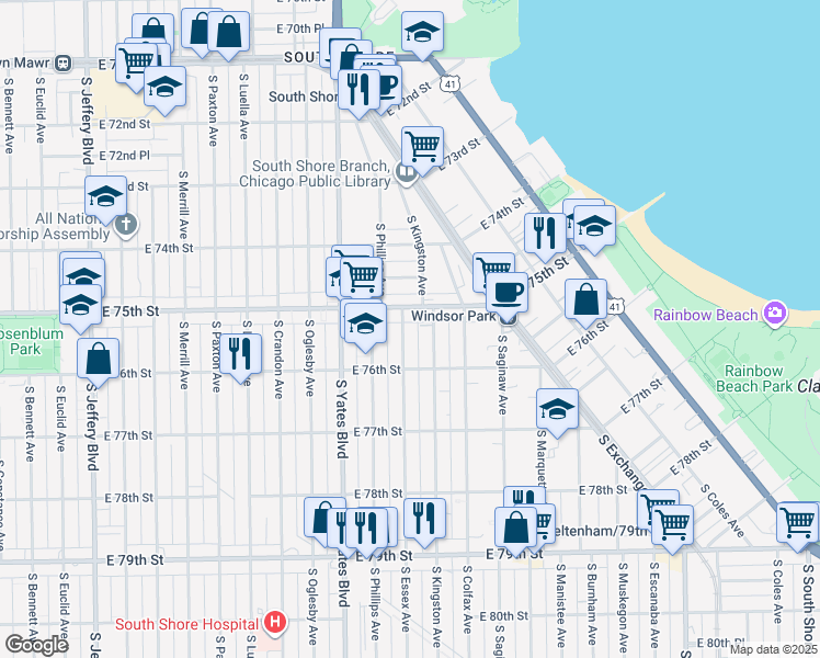 map of restaurants, bars, coffee shops, grocery stores, and more near in Chicago