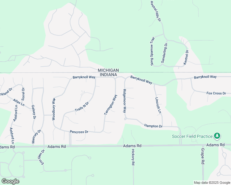 map of restaurants, bars, coffee shops, grocery stores, and more near 50805 Tarrington Way in Granger