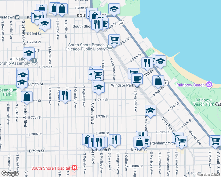 map of restaurants, bars, coffee shops, grocery stores, and more near in Chicago