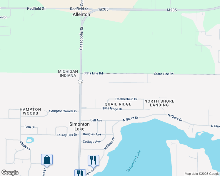 map of restaurants, bars, coffee shops, grocery stores, and more near 26206 Northland Crossing Drive in Elkhart