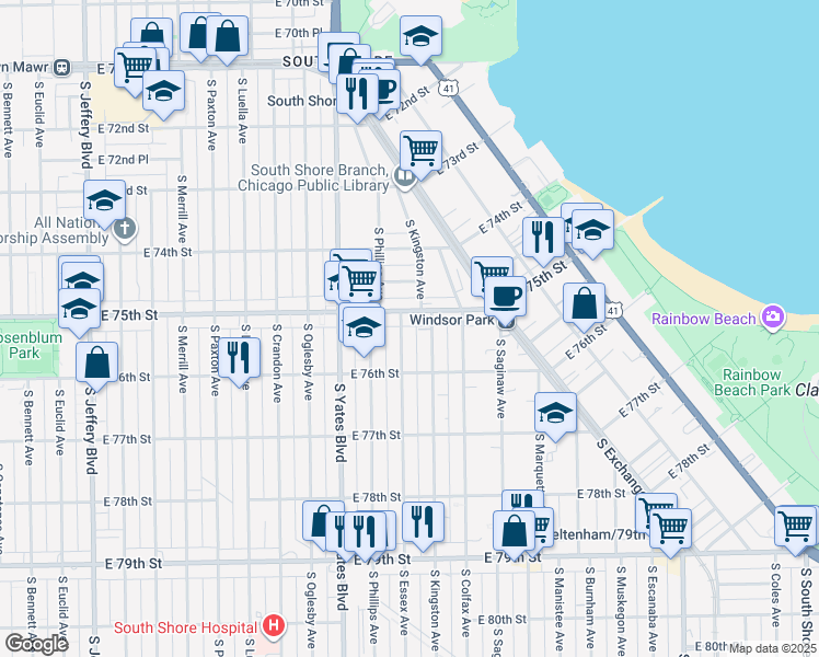 map of restaurants, bars, coffee shops, grocery stores, and more near in Chicago