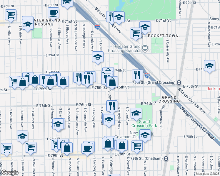map of restaurants, bars, coffee shops, grocery stores, and more near in Chicago