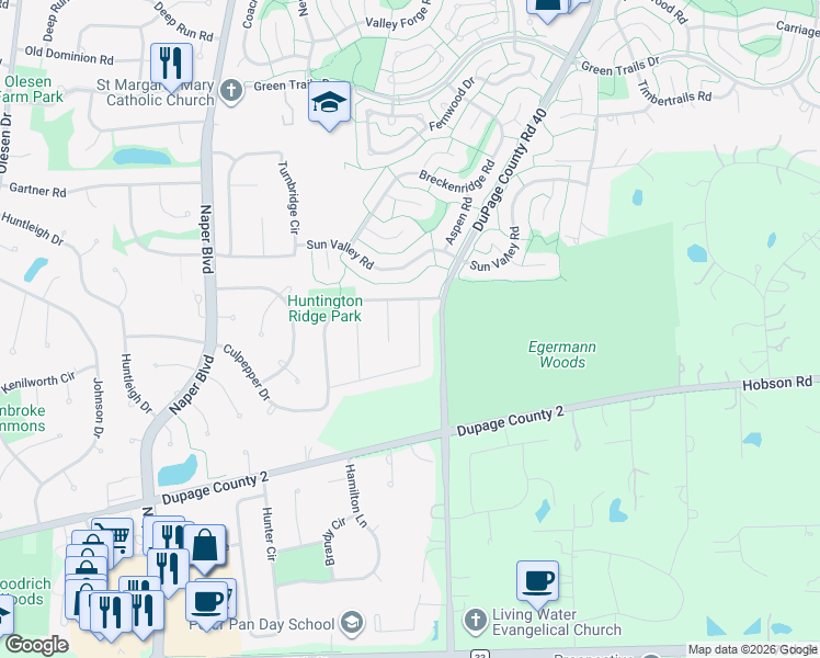 map of restaurants, bars, coffee shops, grocery stores, and more near 1014 Revere Court in Naperville
