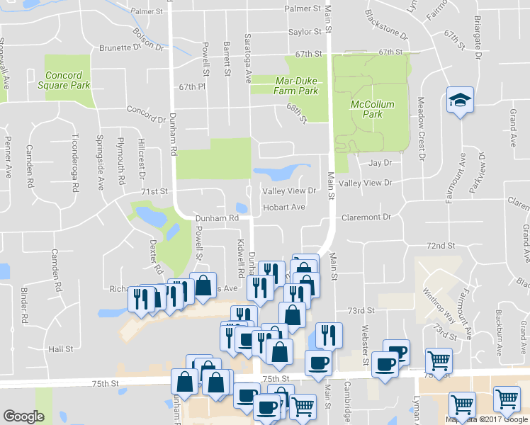 map of restaurants, bars, coffee shops, grocery stores, and more near 1191 Hobart Avenue in Downers Grove