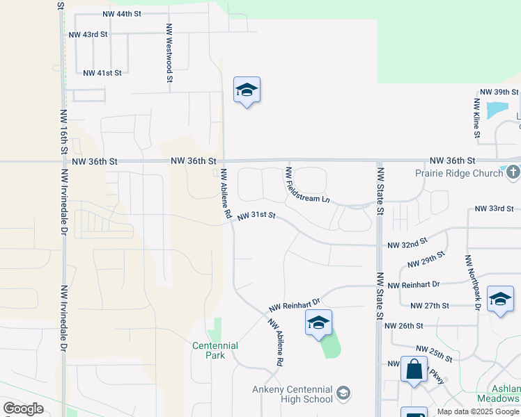 map of restaurants, bars, coffee shops, grocery stores, and more near 2028 Northwest 31st Street in Ankeny