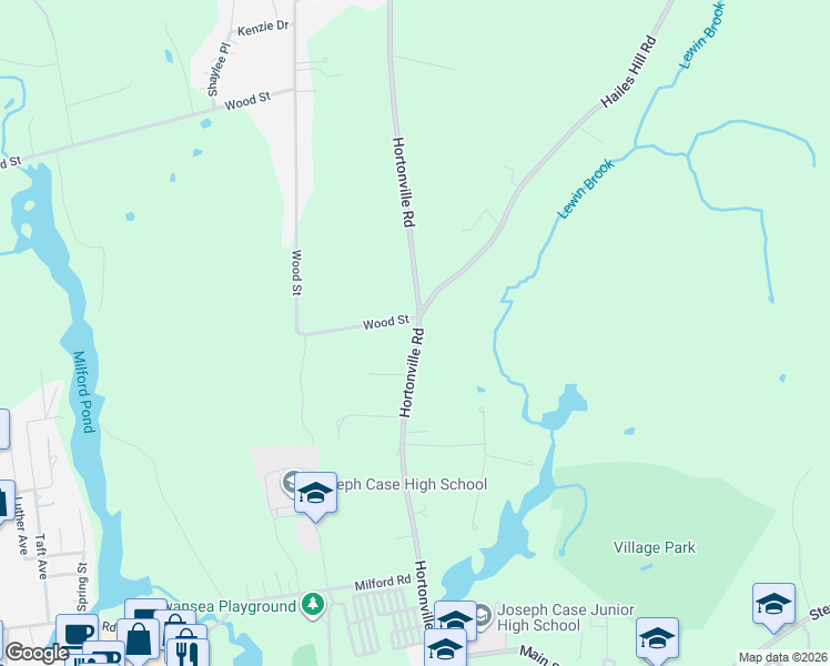 map of restaurants, bars, coffee shops, grocery stores, and more near 306 Hortonville Road in Swansea
