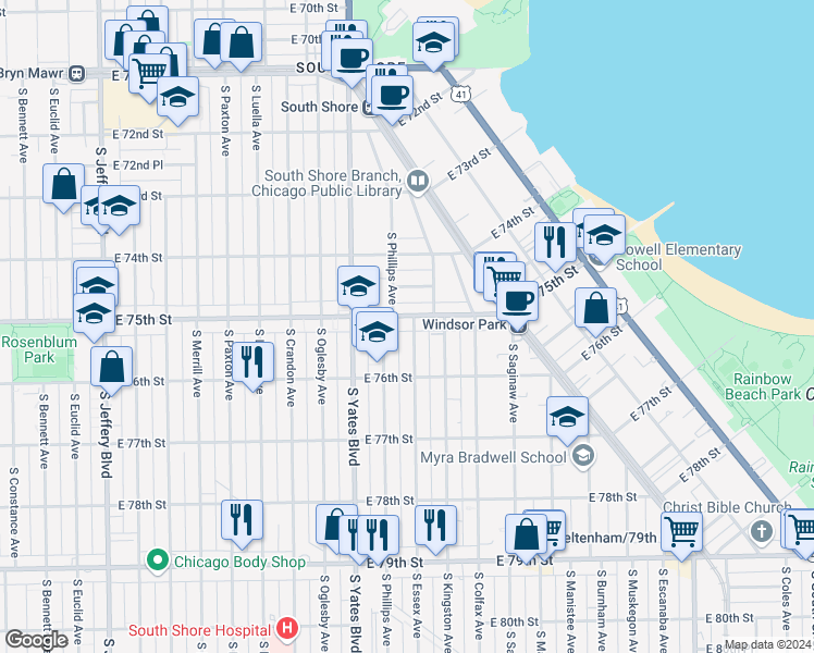 map of restaurants, bars, coffee shops, grocery stores, and more near in Chicago