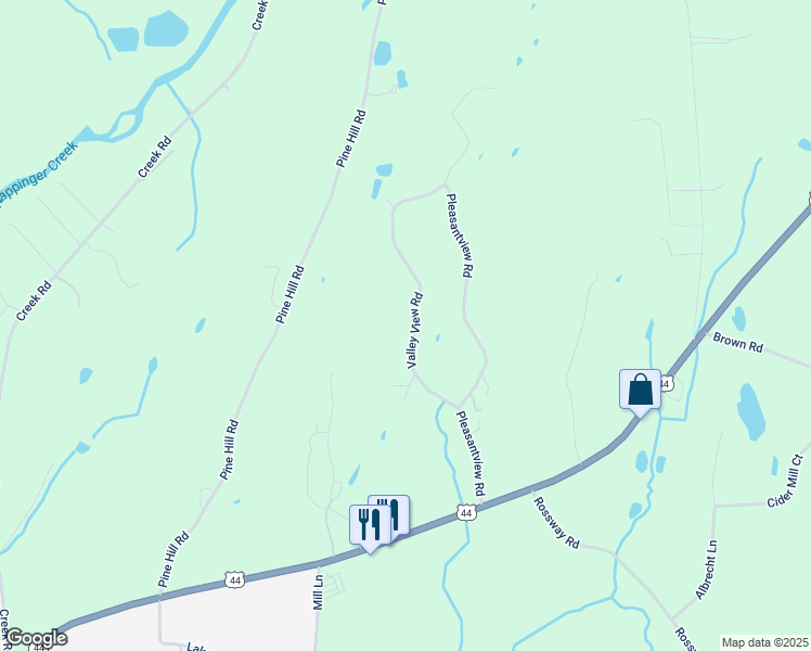 map of restaurants, bars, coffee shops, grocery stores, and more near 43 Valley View Road in Pleasant Valley