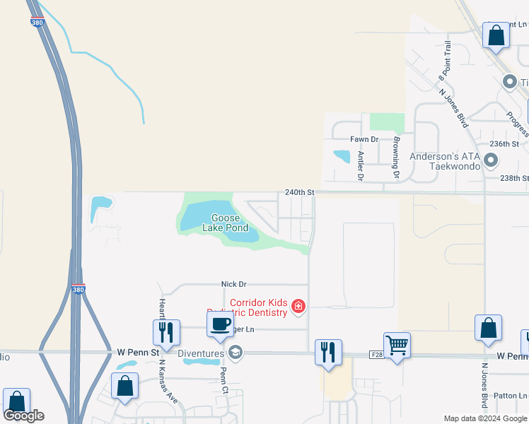 map of restaurants, bars, coffee shops, grocery stores, and more near 1881 Goose Lake Circle in North Liberty