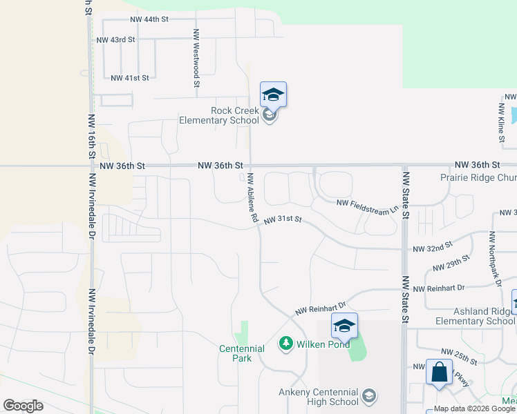 map of restaurants, bars, coffee shops, grocery stores, and more near 2122 Northwest 31st Street in Ankeny