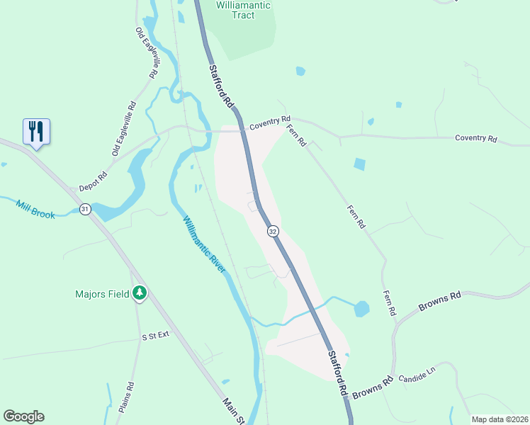 map of restaurants, bars, coffee shops, grocery stores, and more near 468 Stafford Road in Mansfield