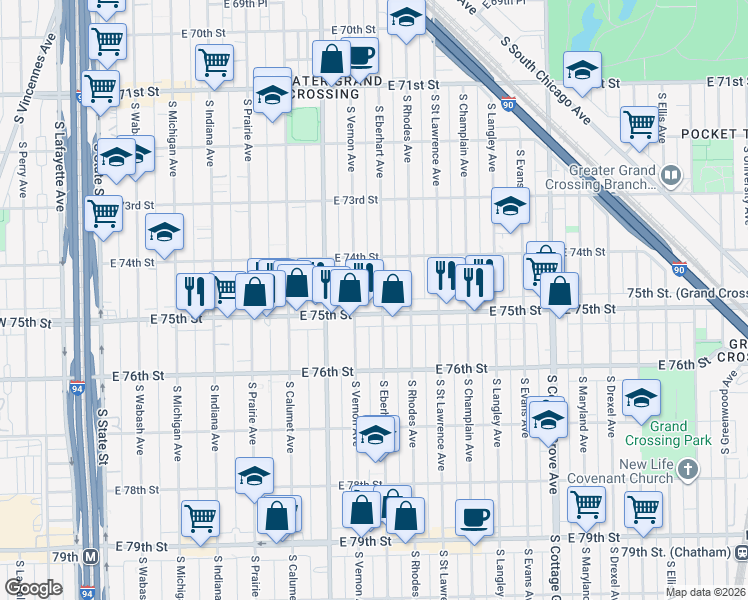 map of restaurants, bars, coffee shops, grocery stores, and more near in Chicago