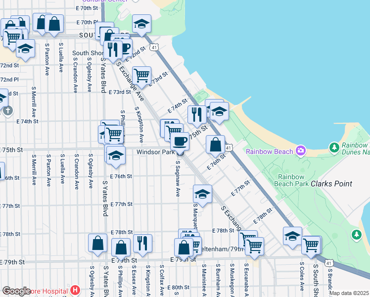 map of restaurants, bars, coffee shops, grocery stores, and more near in Chicago