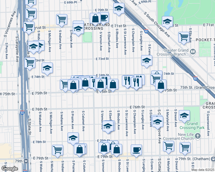 map of restaurants, bars, coffee shops, grocery stores, and more near in Chicago