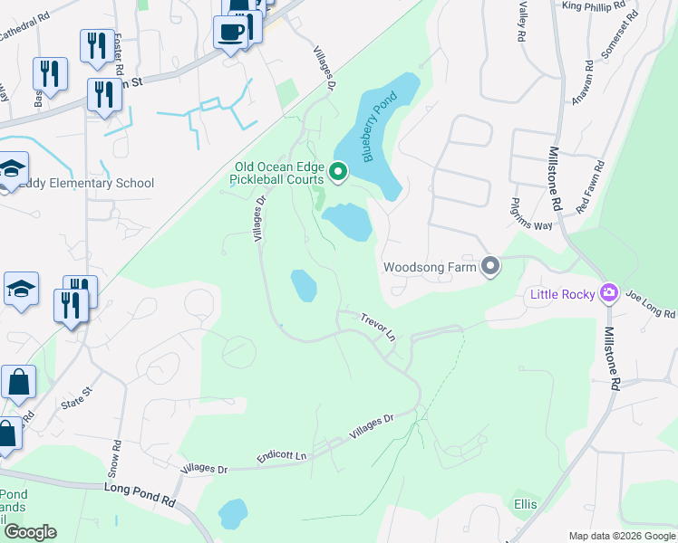 map of restaurants, bars, coffee shops, grocery stores, and more near 122 Chilton Lane in Brewster