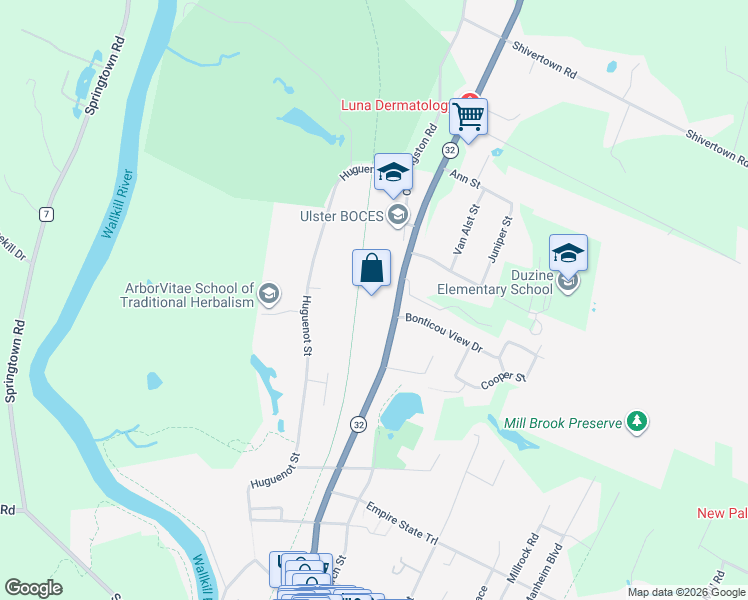 map of restaurants, bars, coffee shops, grocery stores, and more near 137 North Chestnut Street in New Paltz