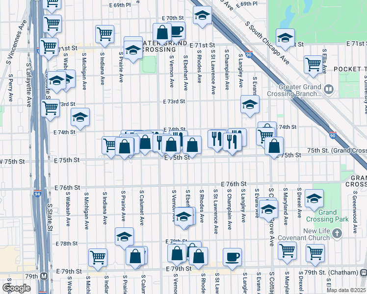 map of restaurants, bars, coffee shops, grocery stores, and more near in Chicago