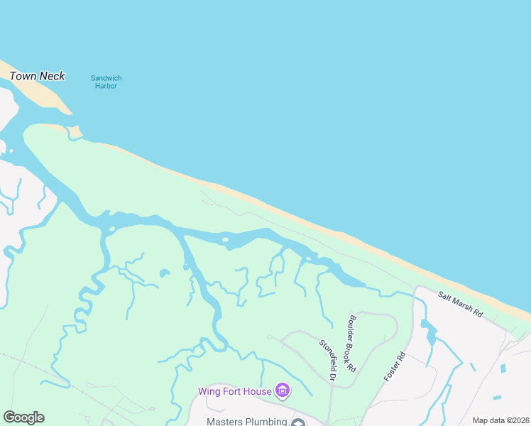 map of restaurants, bars, coffee shops, grocery stores, and more near 84 Salt Marsh Road in Sandwich