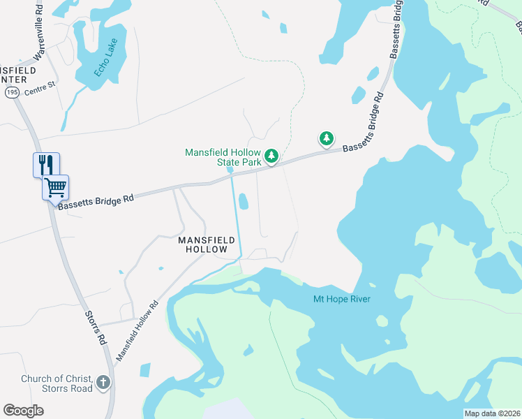 map of restaurants, bars, coffee shops, grocery stores, and more near 140 Bassetts Bridge Road in Mansfield