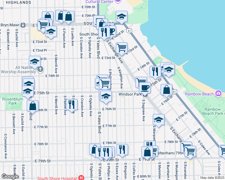 map of restaurants, bars, coffee shops, grocery stores, and more near in Chicago