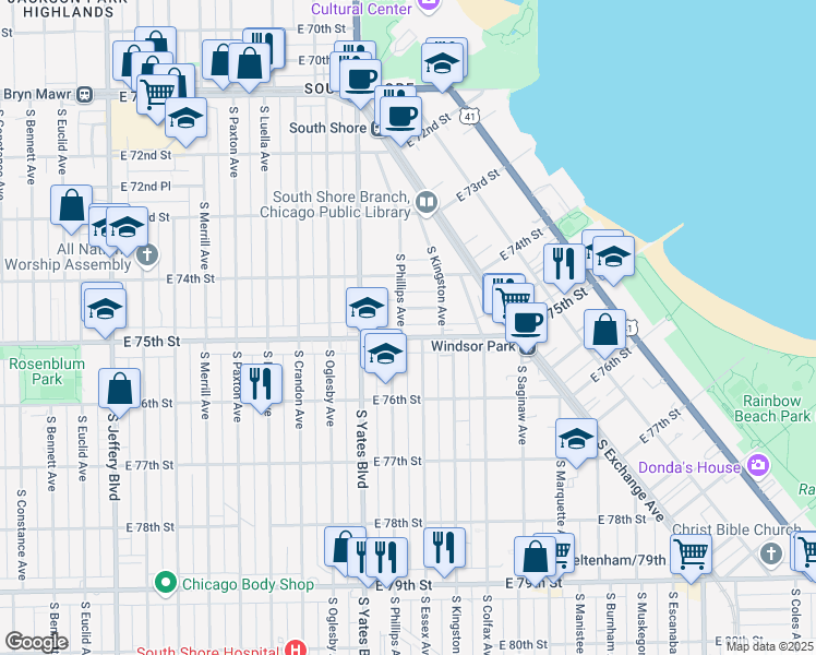 map of restaurants, bars, coffee shops, grocery stores, and more near in Chicago