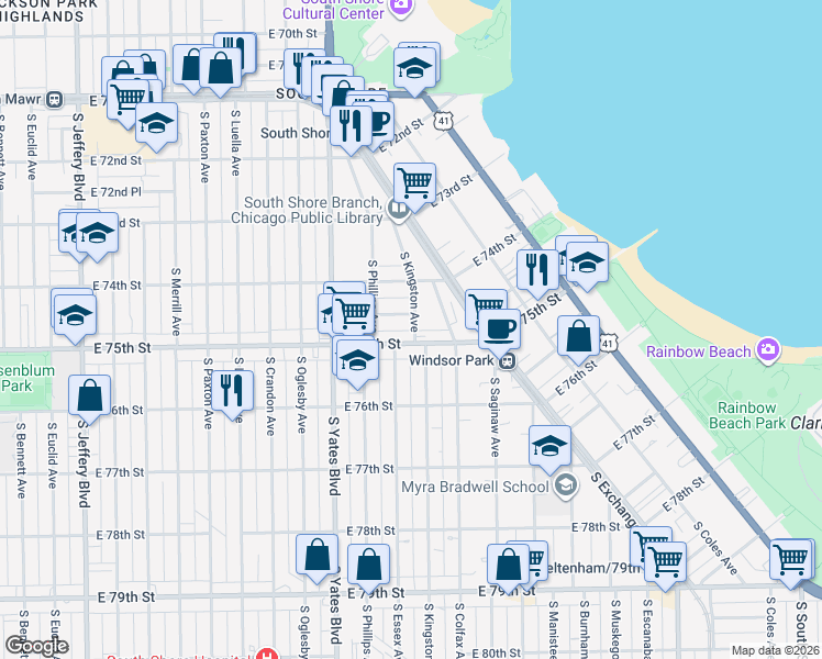 map of restaurants, bars, coffee shops, grocery stores, and more near in Chicago