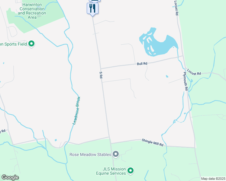 map of restaurants, bars, coffee shops, grocery stores, and more near 39 Hungerford Lane in Harwinton