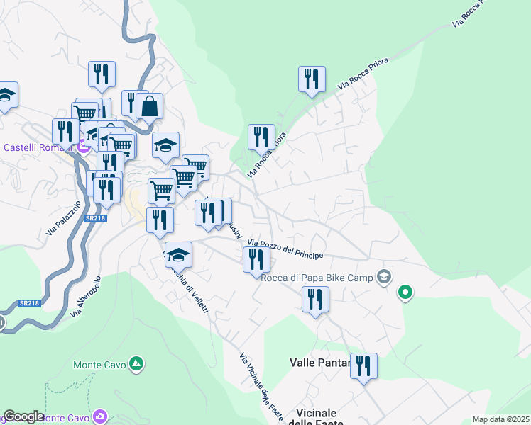 map of restaurants, bars, coffee shops, grocery stores, and more near 6 Via XIV Febbraio in Rocca di Papa