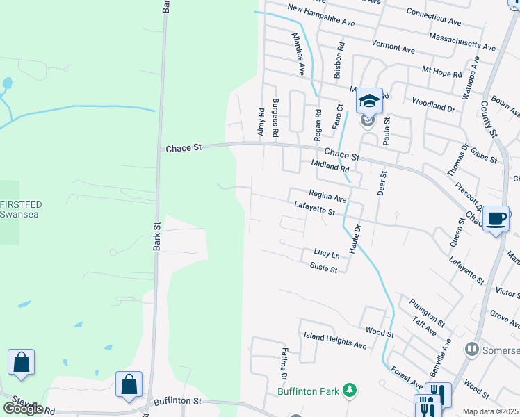 map of restaurants, bars, coffee shops, grocery stores, and more near 833 Lafayette Street in Somerset