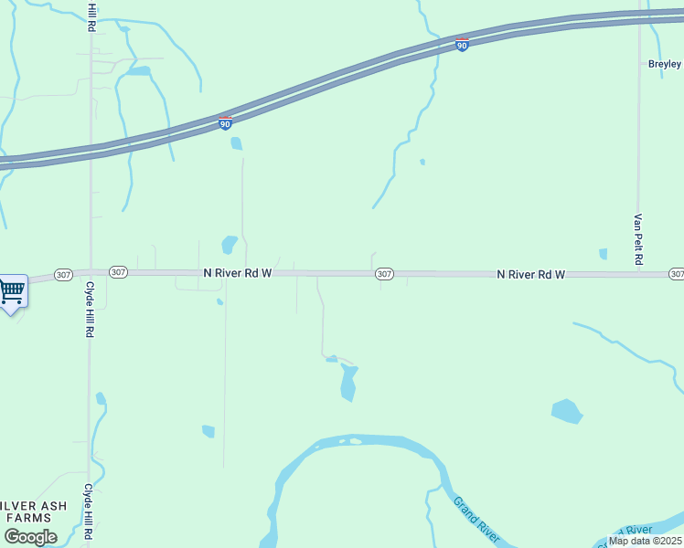 map of restaurants, bars, coffee shops, grocery stores, and more near 6581 North River Road West in Geneva