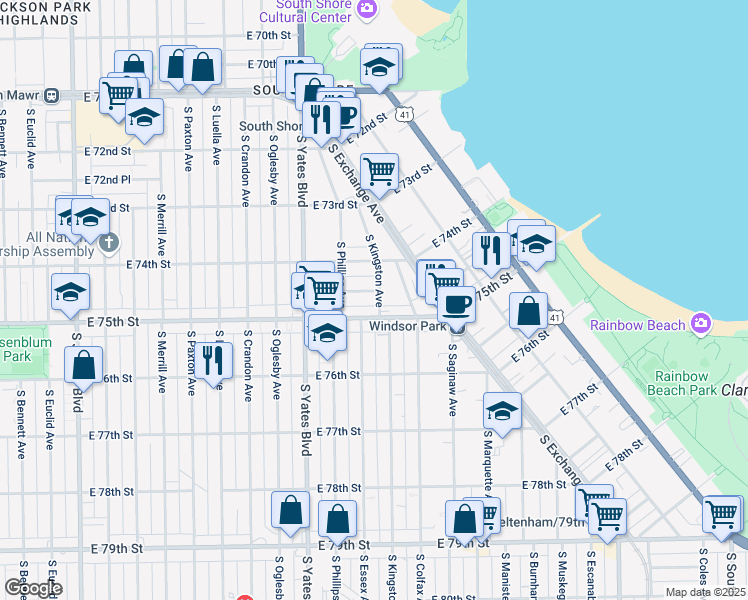 map of restaurants, bars, coffee shops, grocery stores, and more near in Chicago