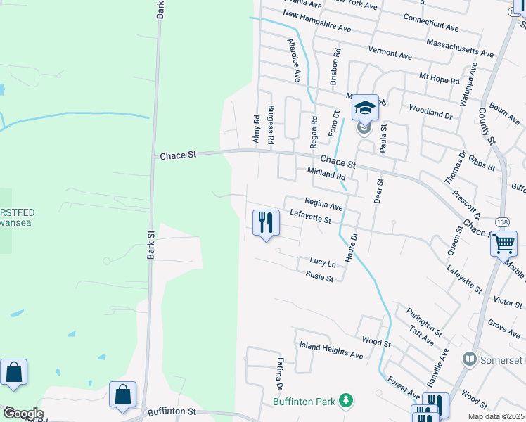 map of restaurants, bars, coffee shops, grocery stores, and more near 833 Lafayette Street in Somerset