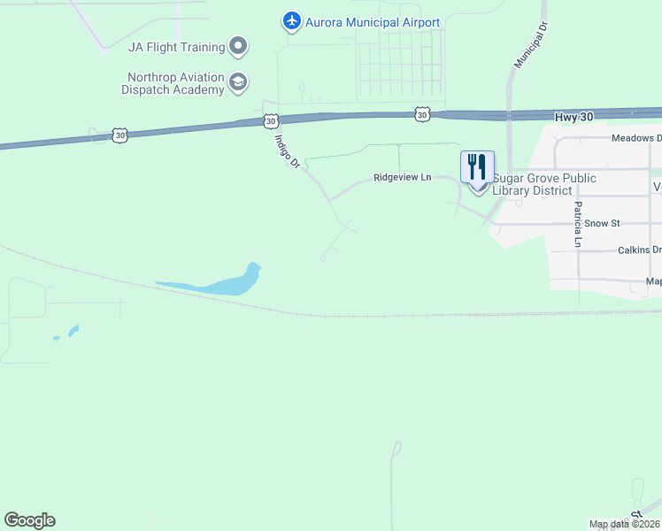 map of restaurants, bars, coffee shops, grocery stores, and more near 860 Snow Street in Sugar Grove