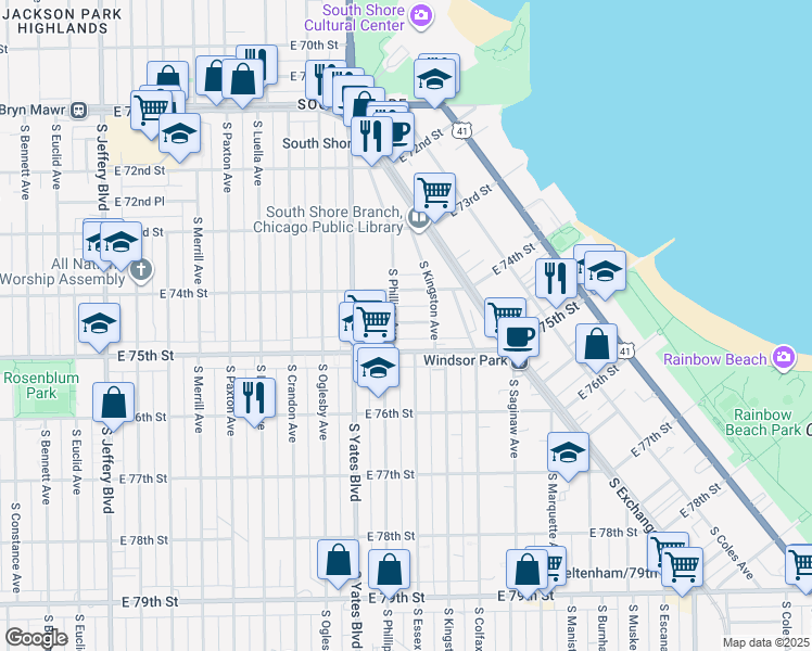 map of restaurants, bars, coffee shops, grocery stores, and more near in Chicago