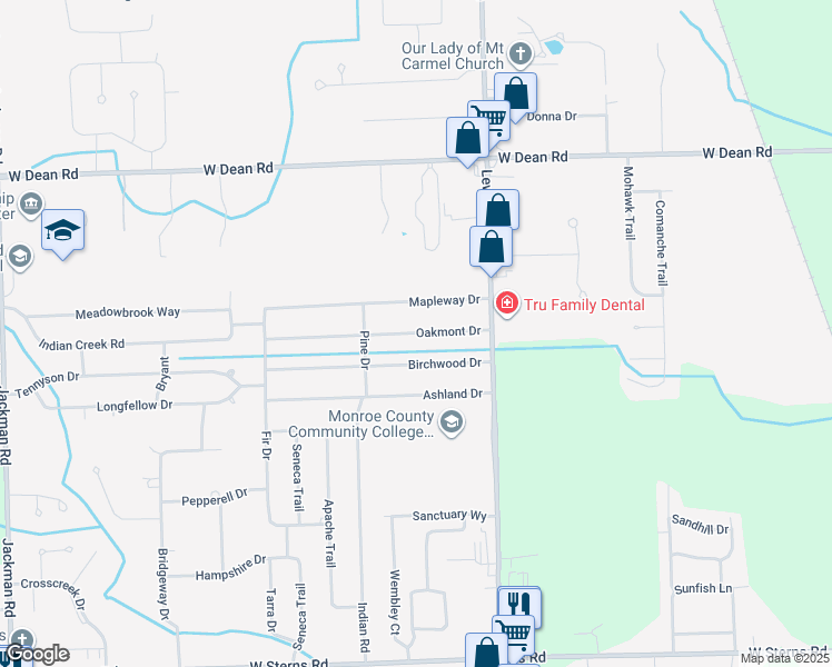map of restaurants, bars, coffee shops, grocery stores, and more near in Temperance